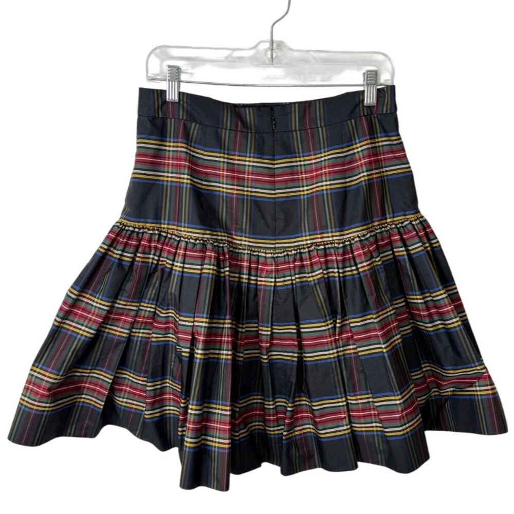 J. CREW Stewart Plaid Drop Waist Taffeta Skirt Preppy Pleated Tartan Size 4 - Picture 4 of 9